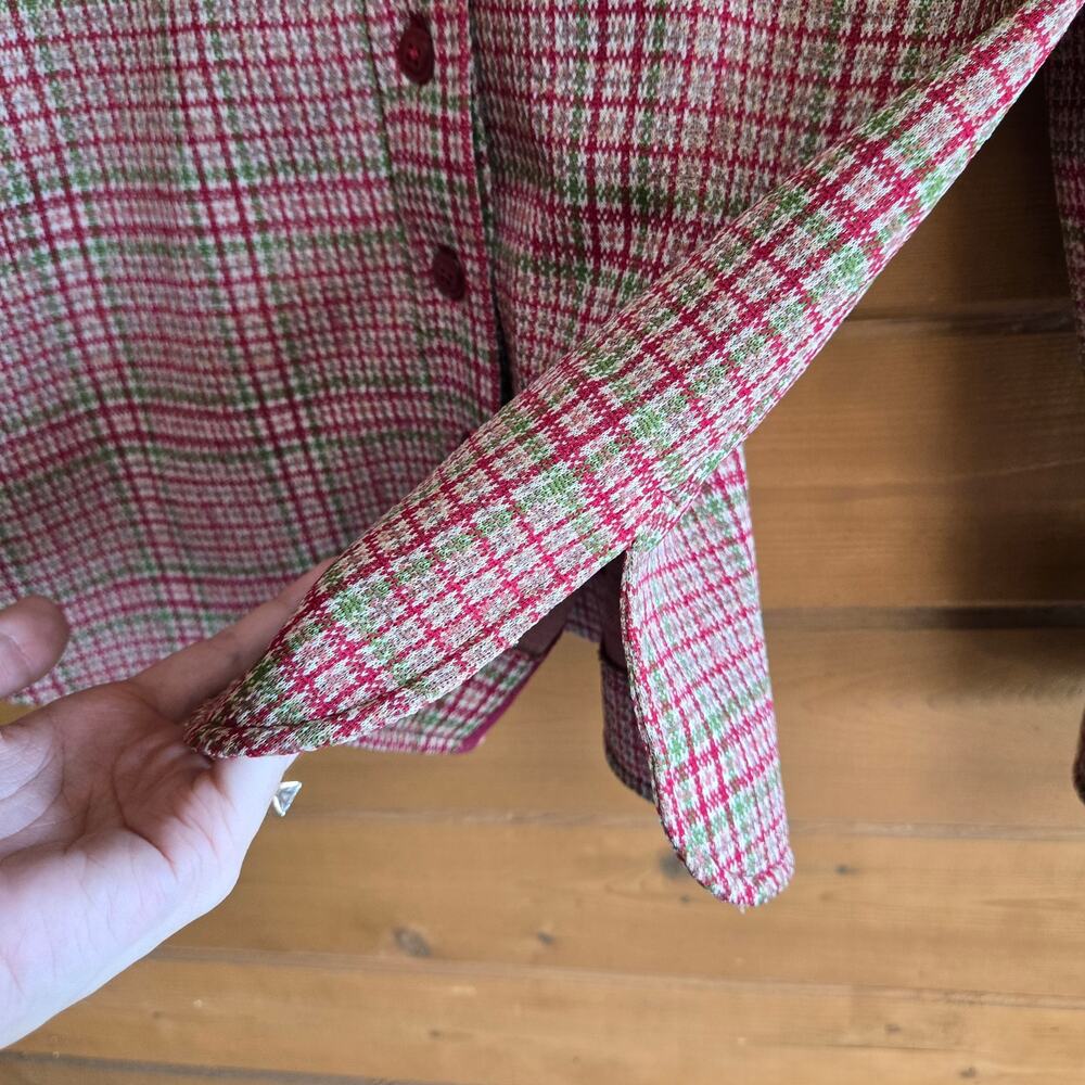Vintage Pantsuit Set Trouser Button Down Long Sleeve Top Plaid Leisure Suit L - Picture 9 of 9